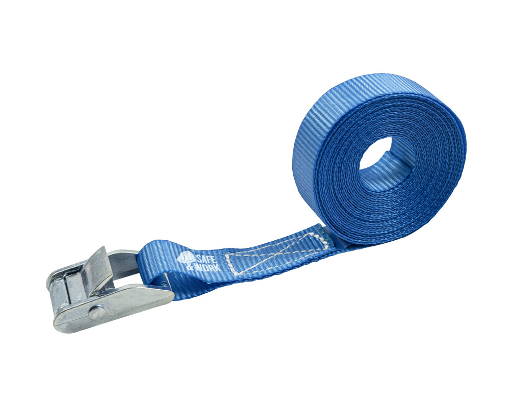 Lashing strap with belt clamp