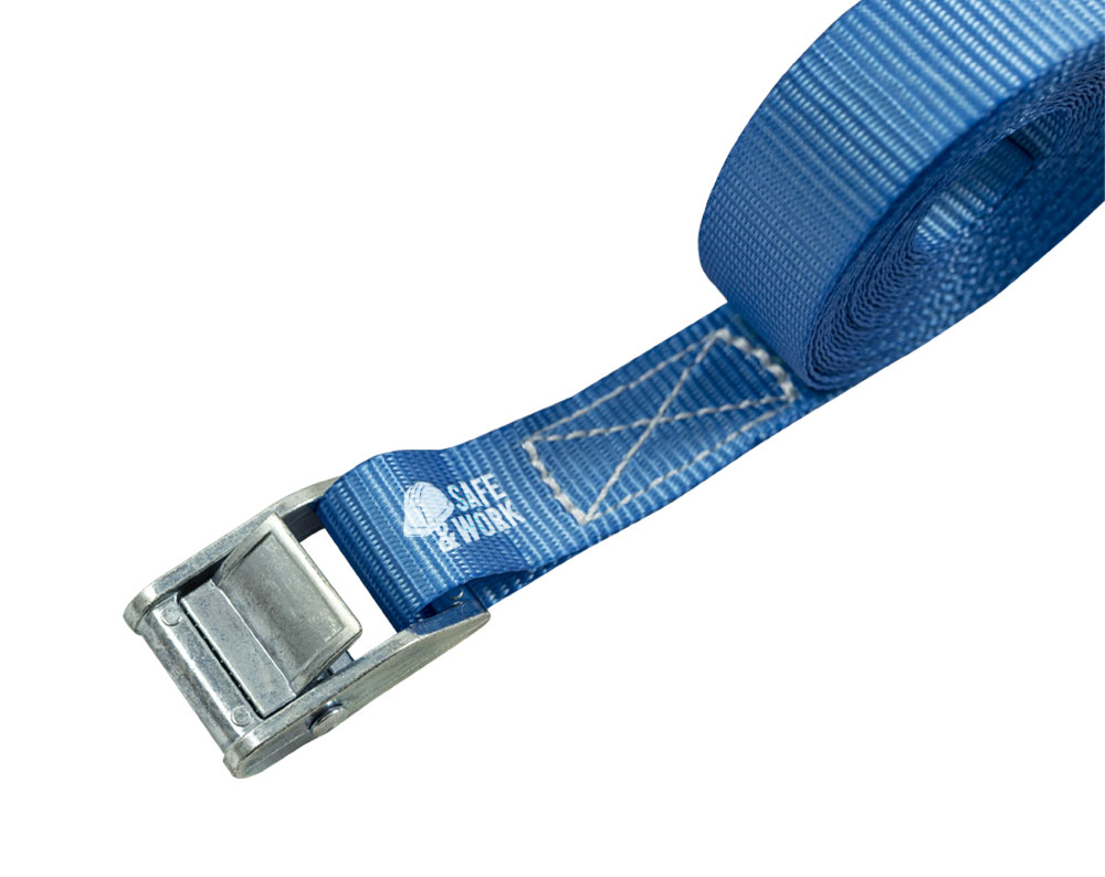 Lashing strap with belt clamp